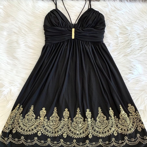 Cache Babydoll Beaded Black Summer Dress - Picture 2 of 14